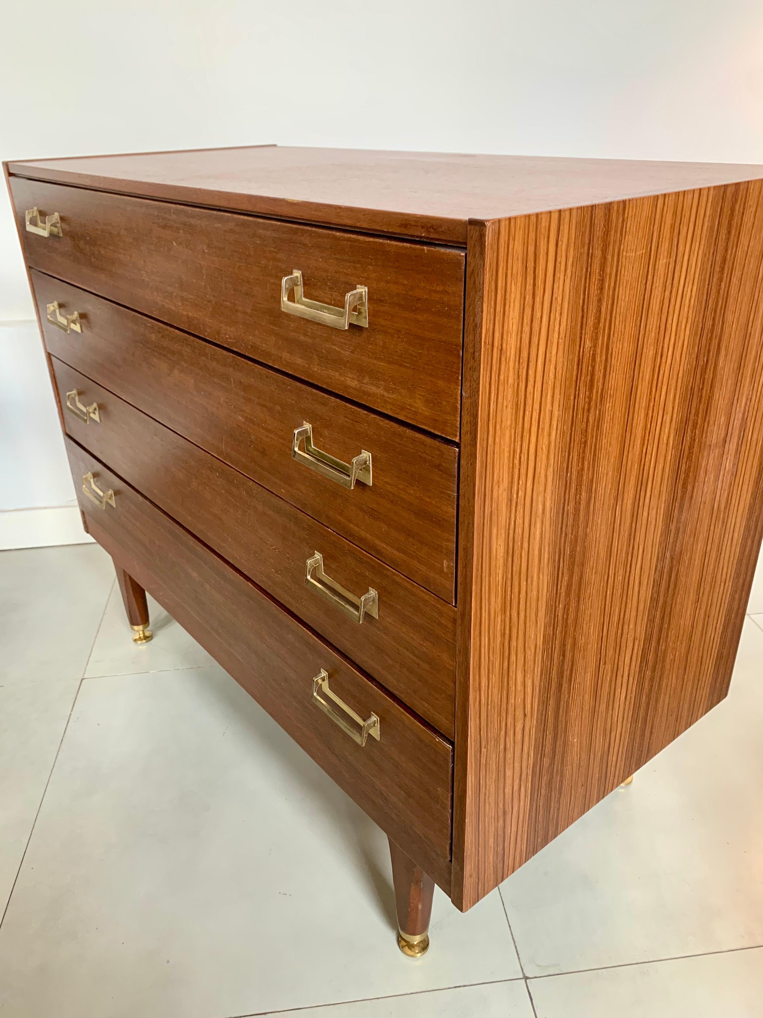 Mid Modern Century Commode Chest of Drawers Teak Wood For Sale 7