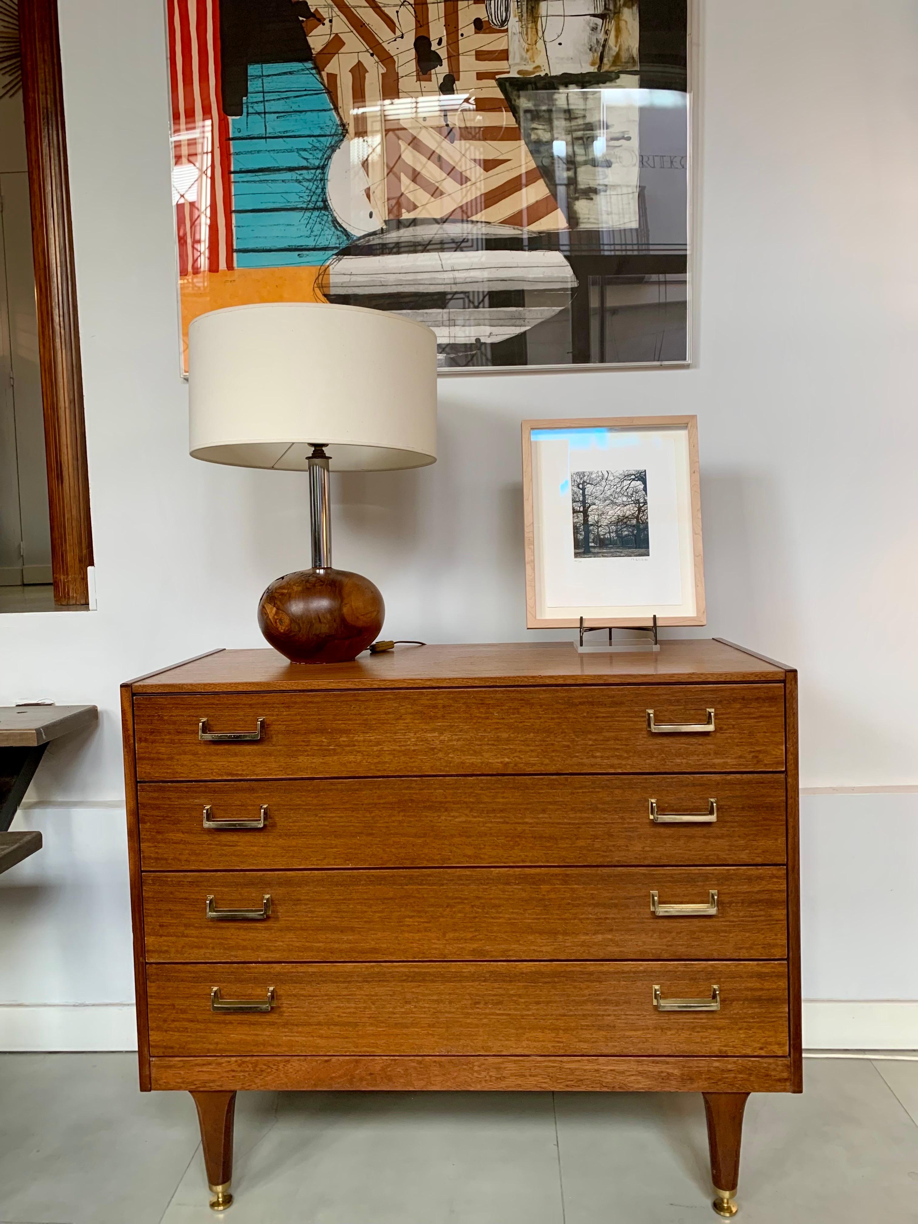 Mid Modern Century Commode Chest of Drawers Teak Wood For Sale 8