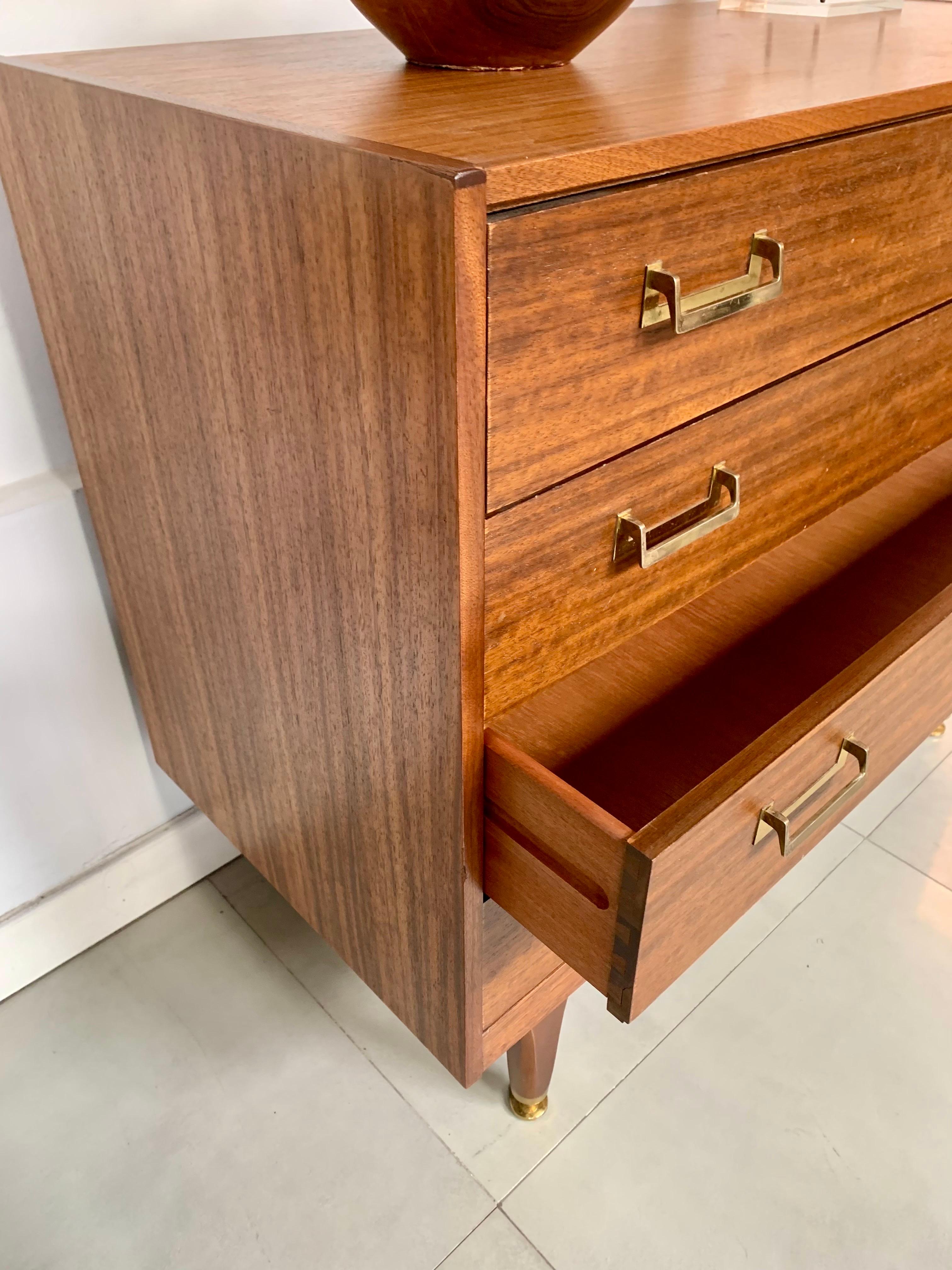 20th Century Mid Modern Century Commode Chest of Drawers Teak Wood For Sale