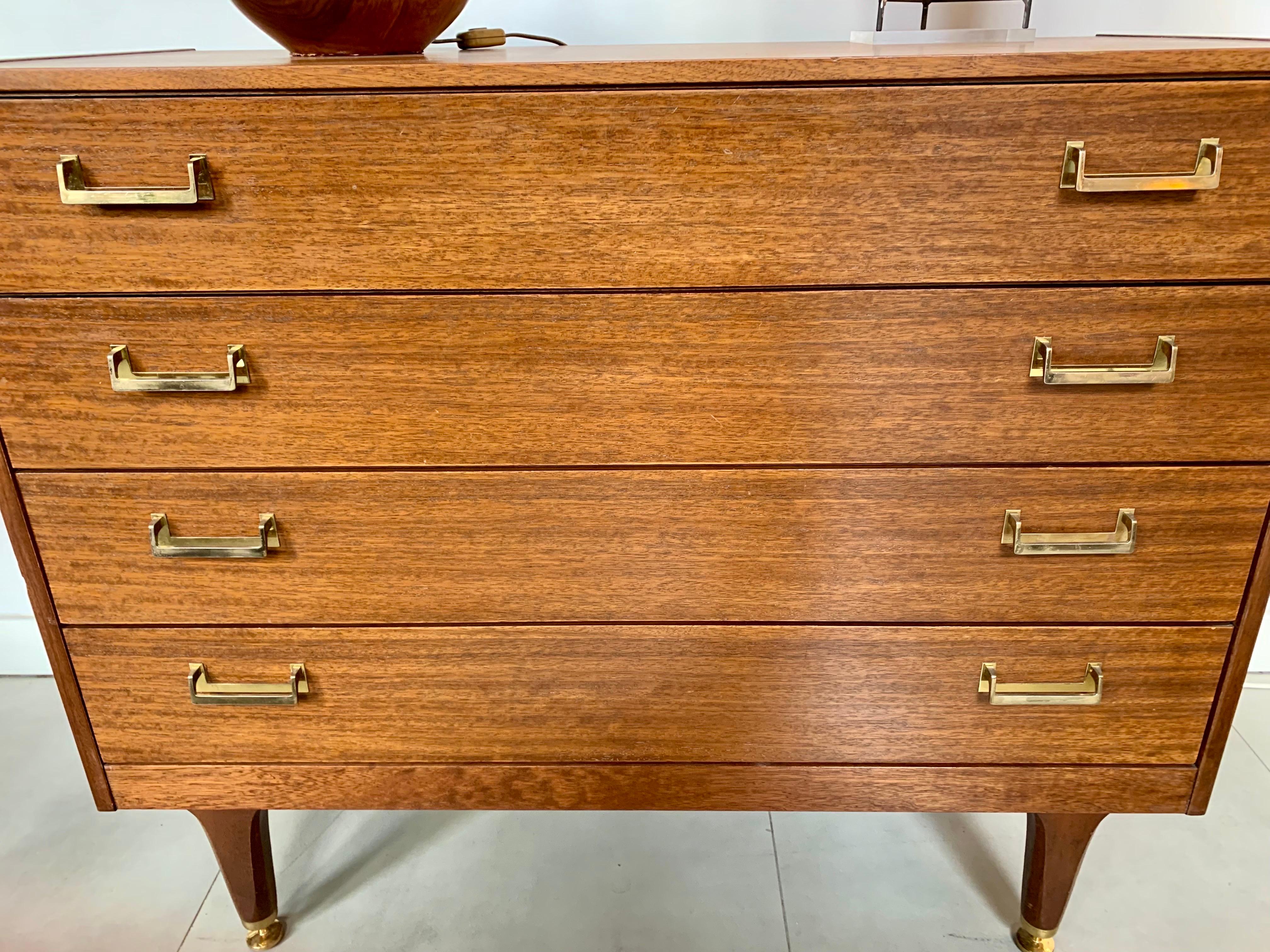 Mid Modern Century Commode Chest of Drawers Teak Wood For Sale 1