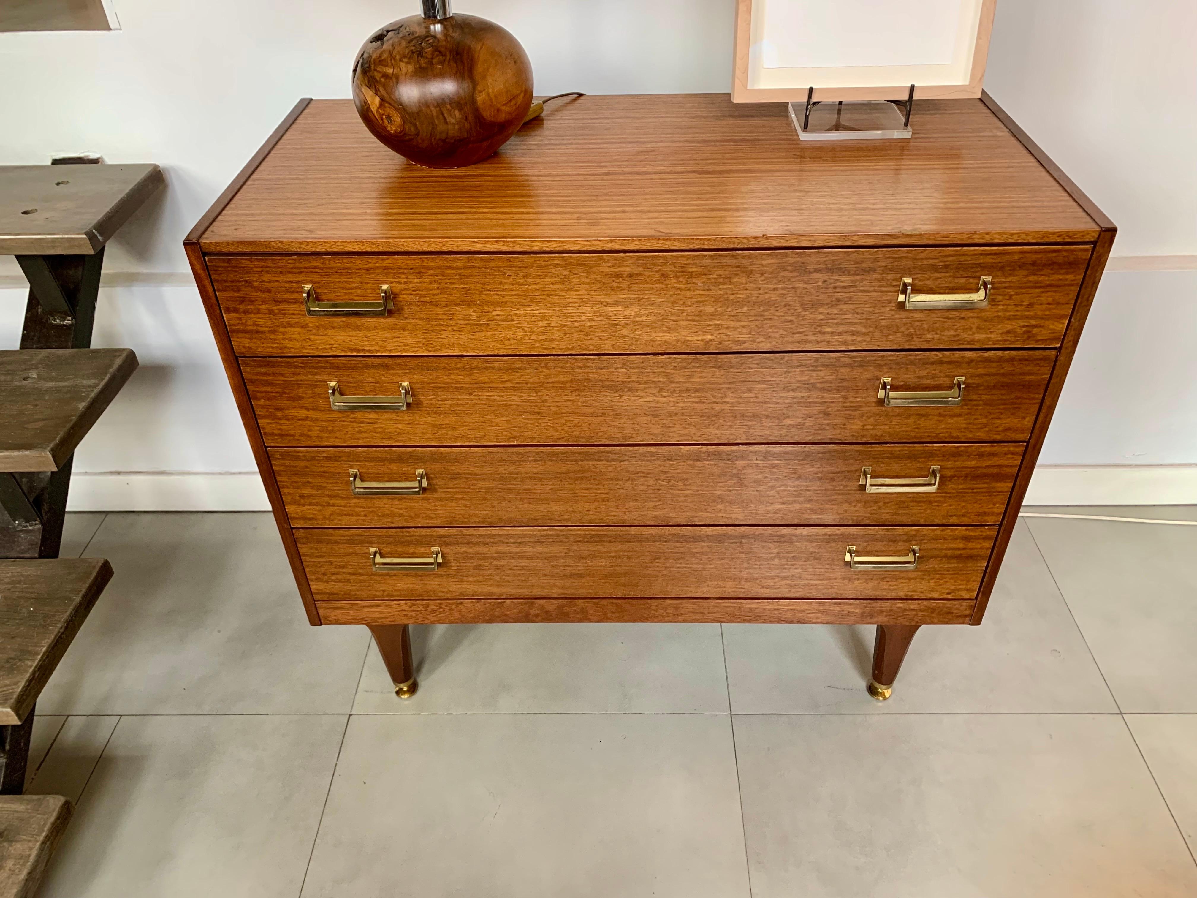 Mid Modern Century Commode Chest of Drawers Teak Wood For Sale 2