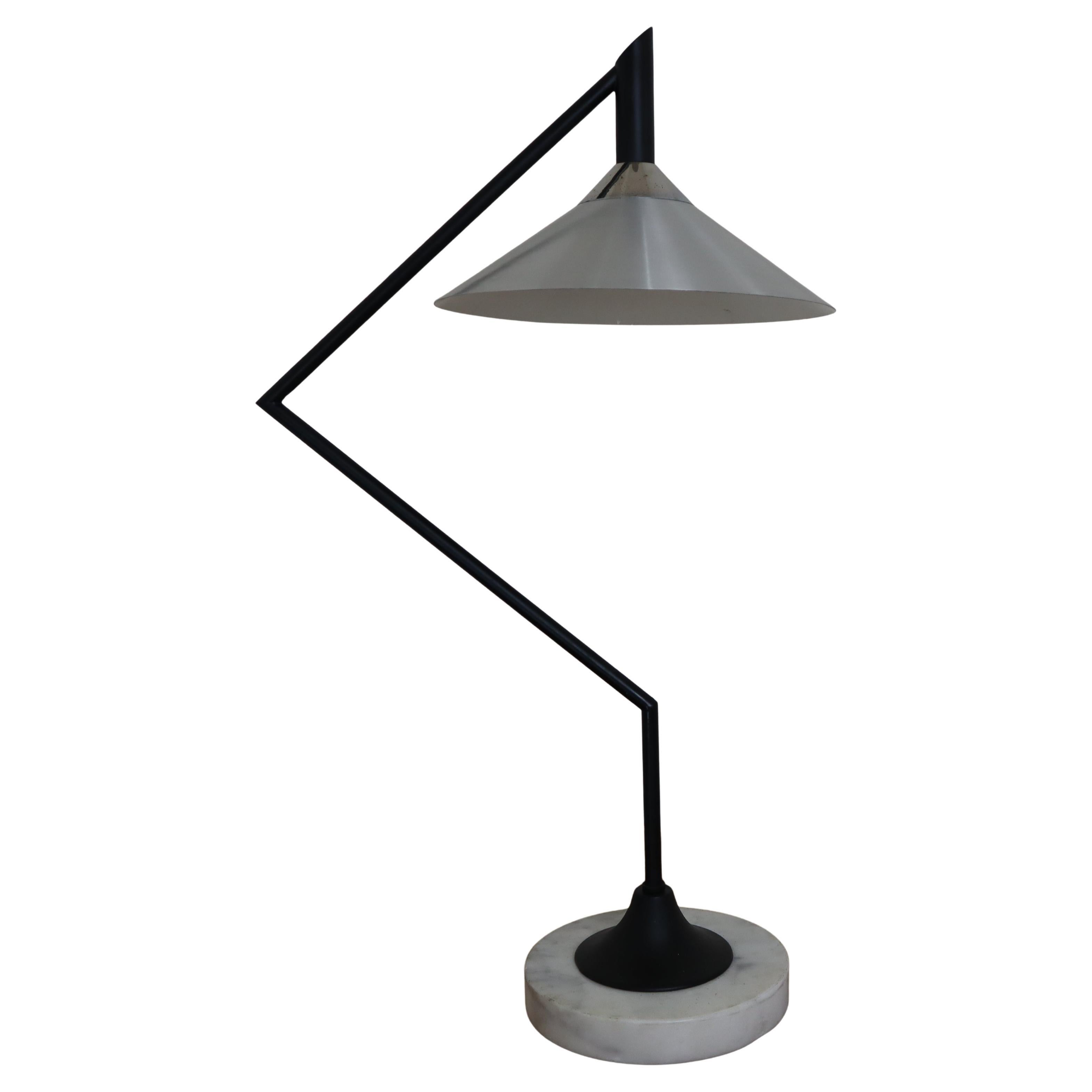 Mid-century modern marble metal table lamp Gino Sarfatti Flos style Italy 1970