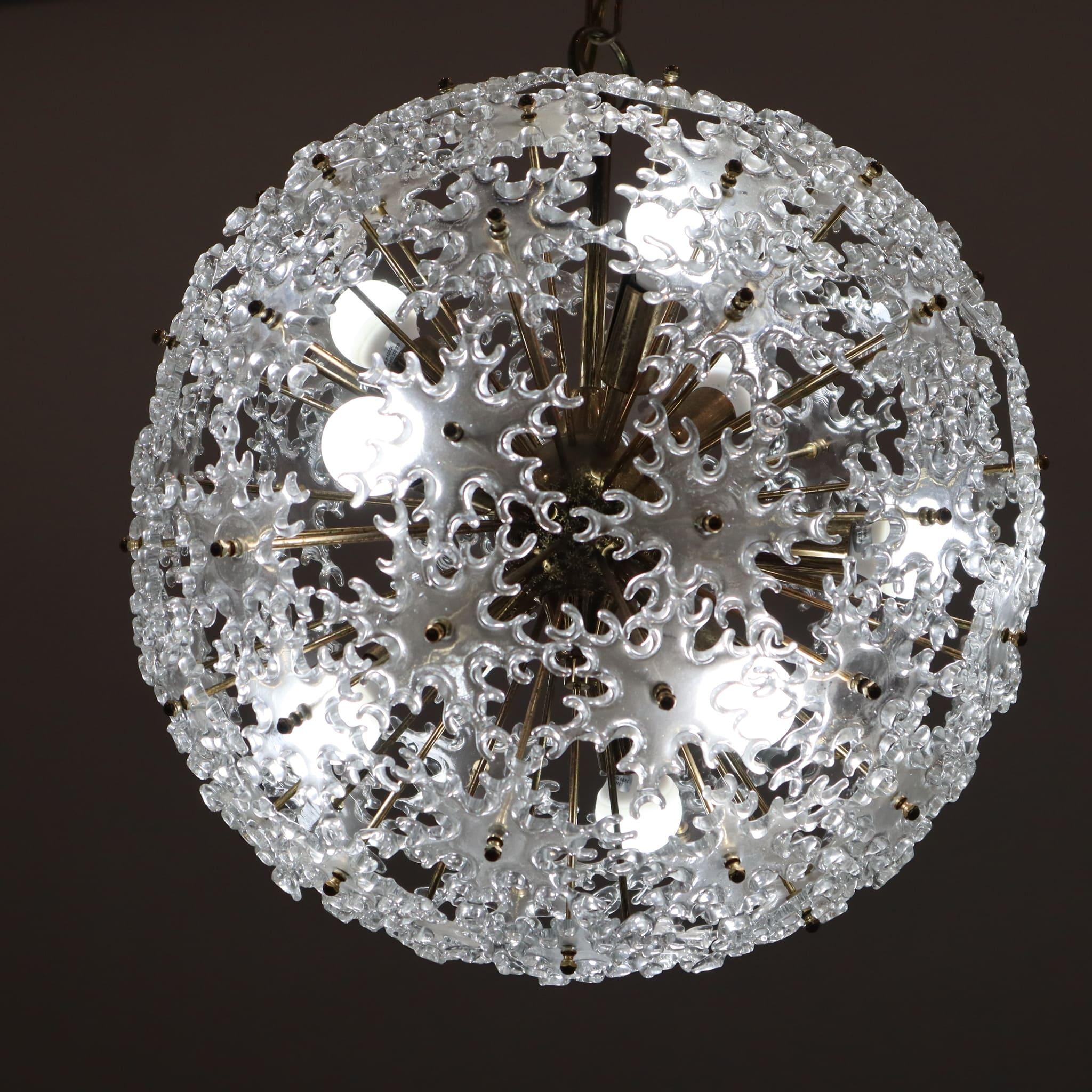 Mid-modern century murano glass sputnik chandelier Mazzega style Italy 1960 For Sale 3
