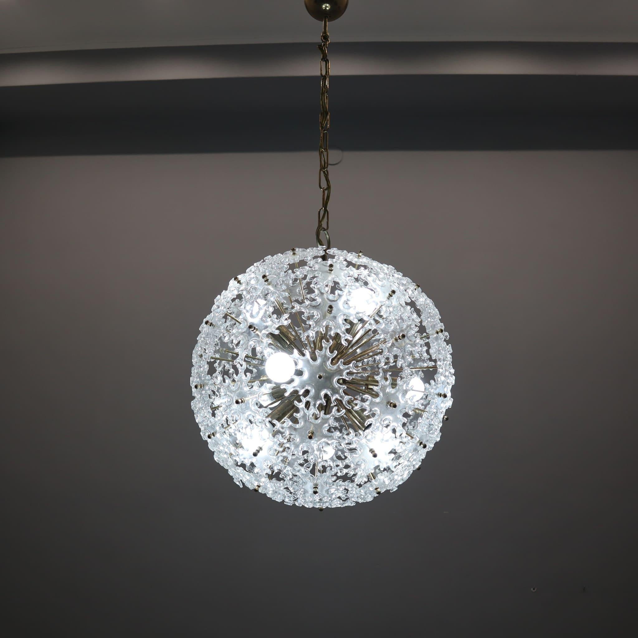 Mid-20th Century Mid-modern century murano glass sputnik chandelier Mazzega style Italy 1960 For Sale