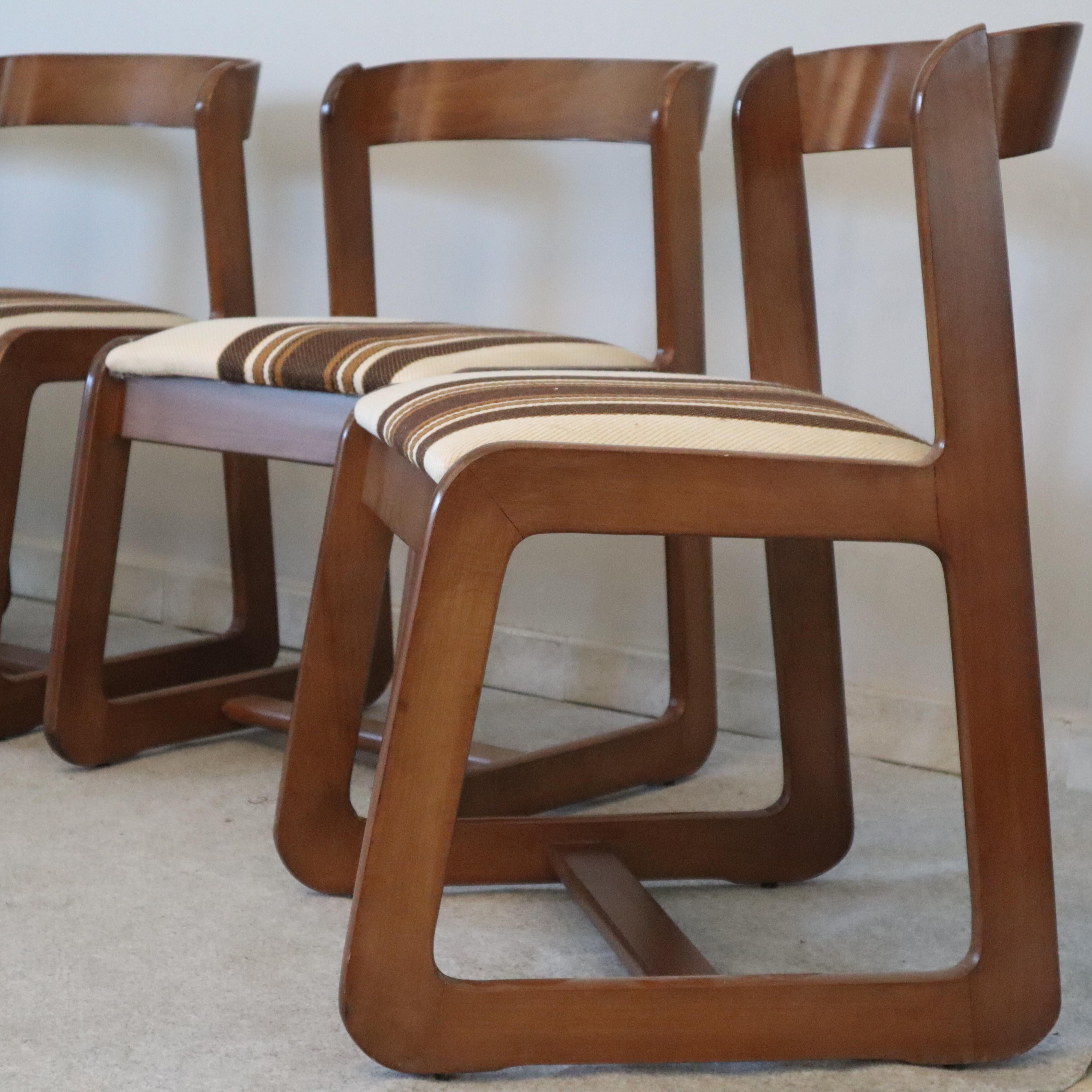 Mid-Century Modern Six chaises en bois de Willy Rizzo pour Mario Sabot, Italie, années 1970 en vente