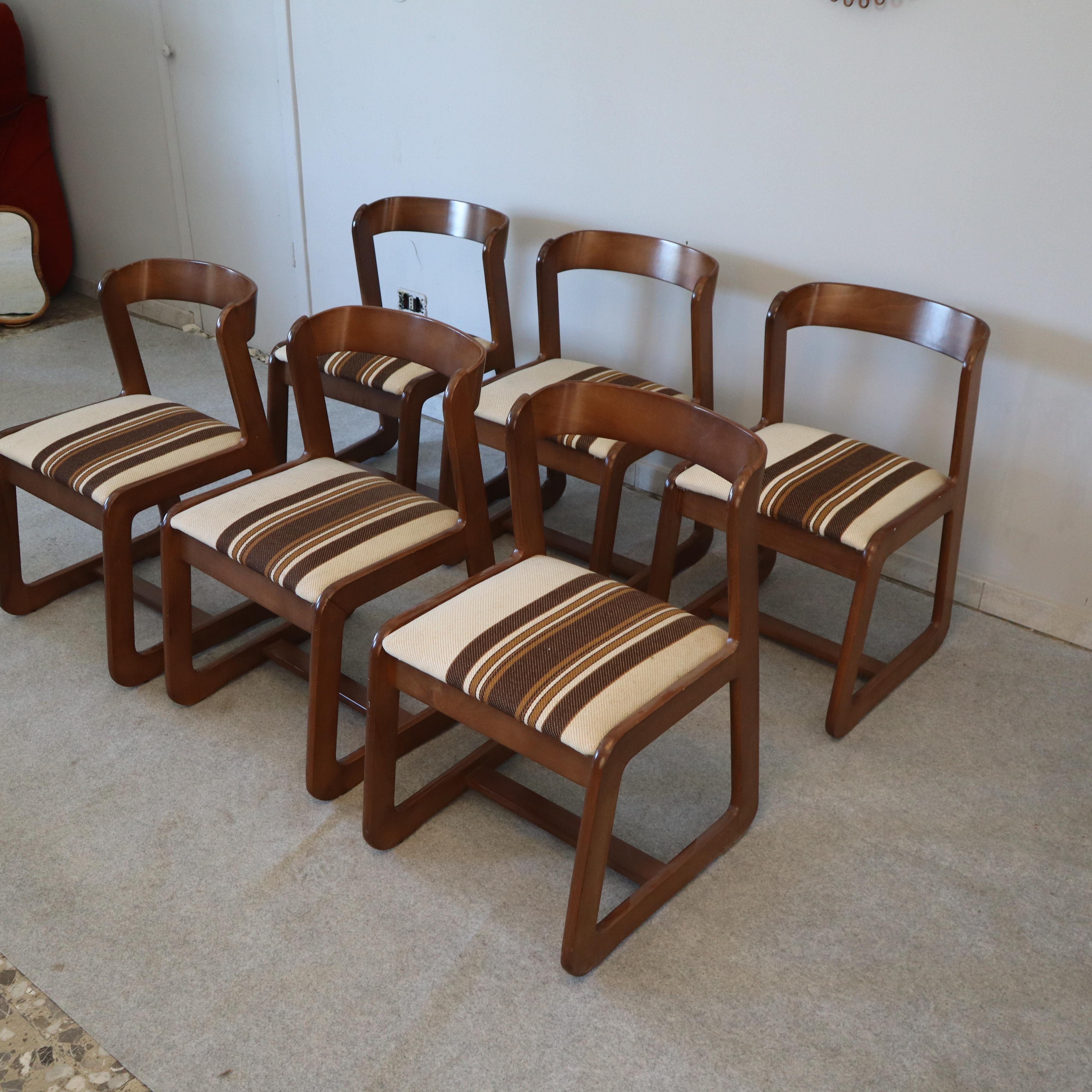 Fin du 20e siècle Six chaises en bois de Willy Rizzo pour Mario Sabot, Italie, années 1970 en vente