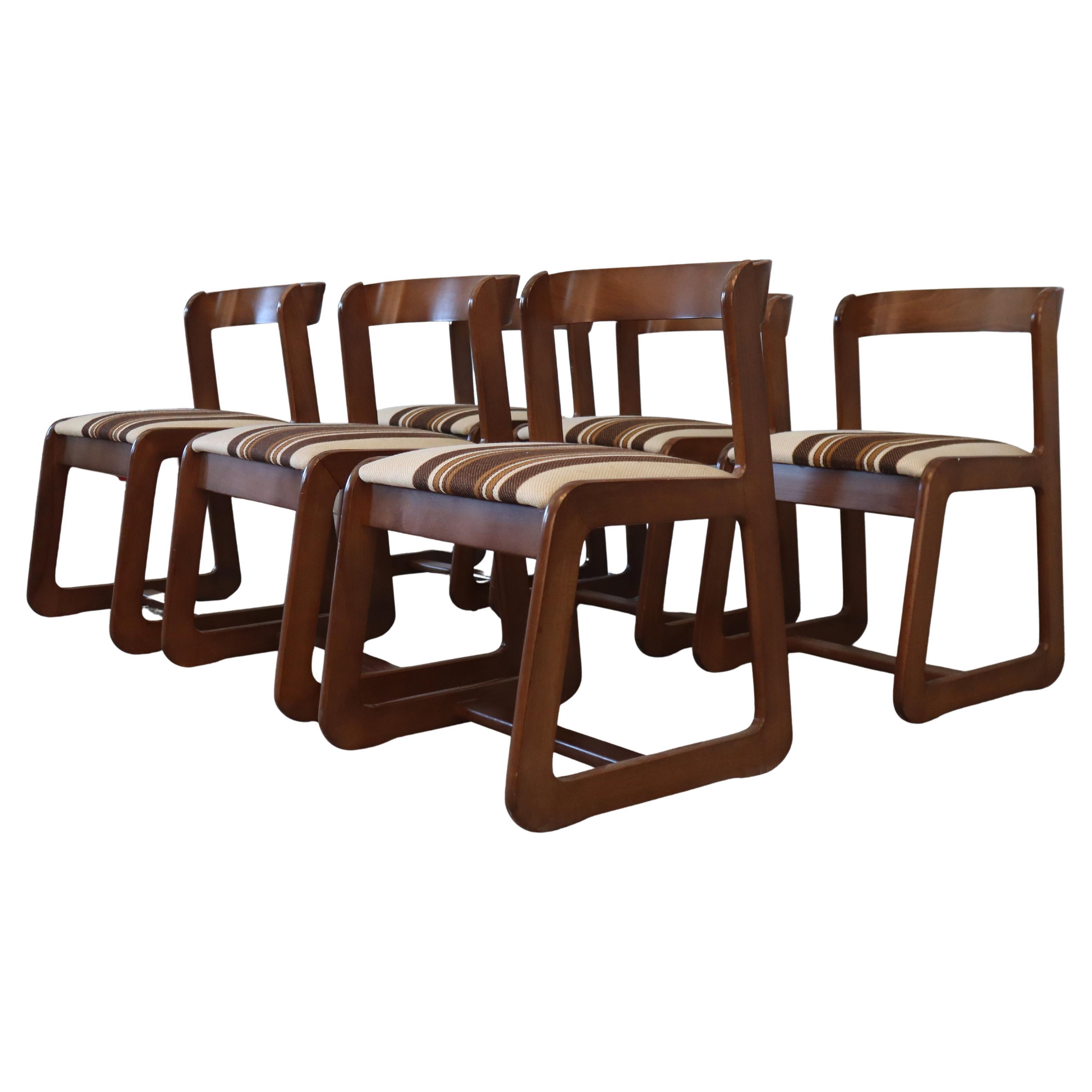 Six chaises en bois de Willy Rizzo pour Mario Sabot, Italie, années 1970 en vente