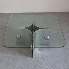 Mid-century modern steel and glass coffee table by Saporiti Italia, 1970s