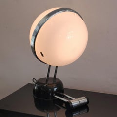 Lampada da tavolo in vetro opalino raro italiano con touch-dimmer di ITER Elettronica