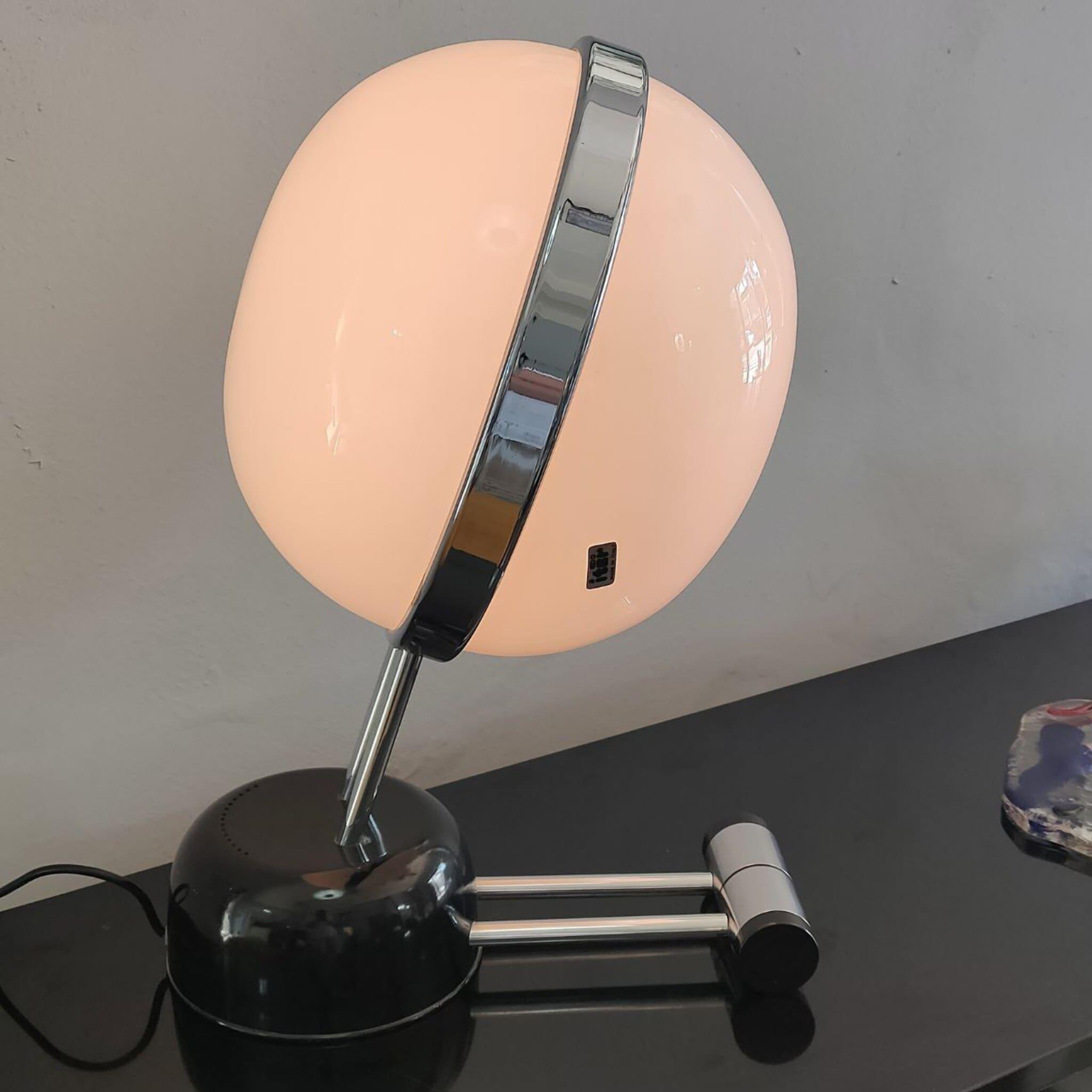 Mid-Century Modern Italian Rare Opaline Glass Table Lamp touch-dimmer by ITER Elettronica For Sale