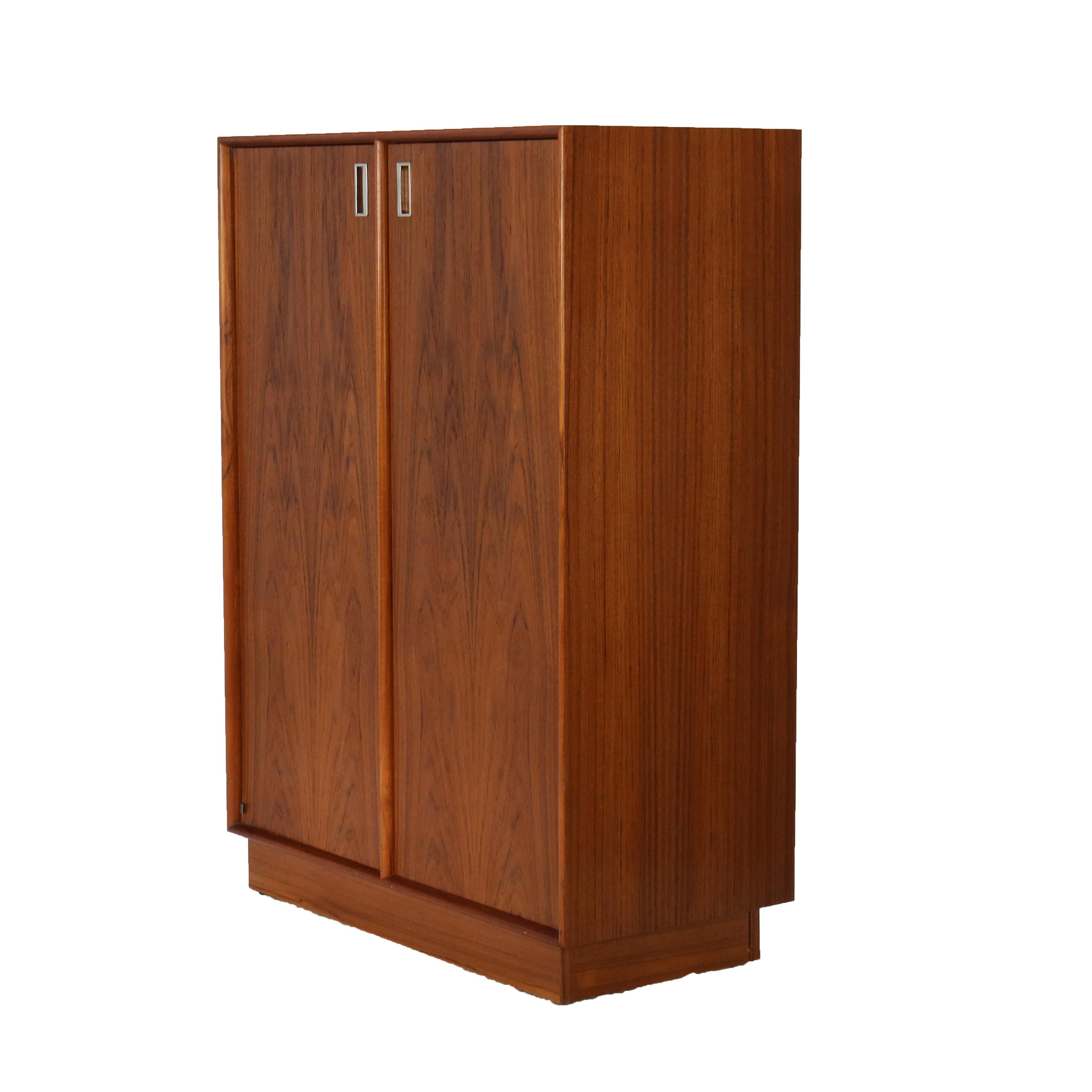 Mid Century Modern Danish Modern Teakwood Double Door Armoire 20thC For Sale 5