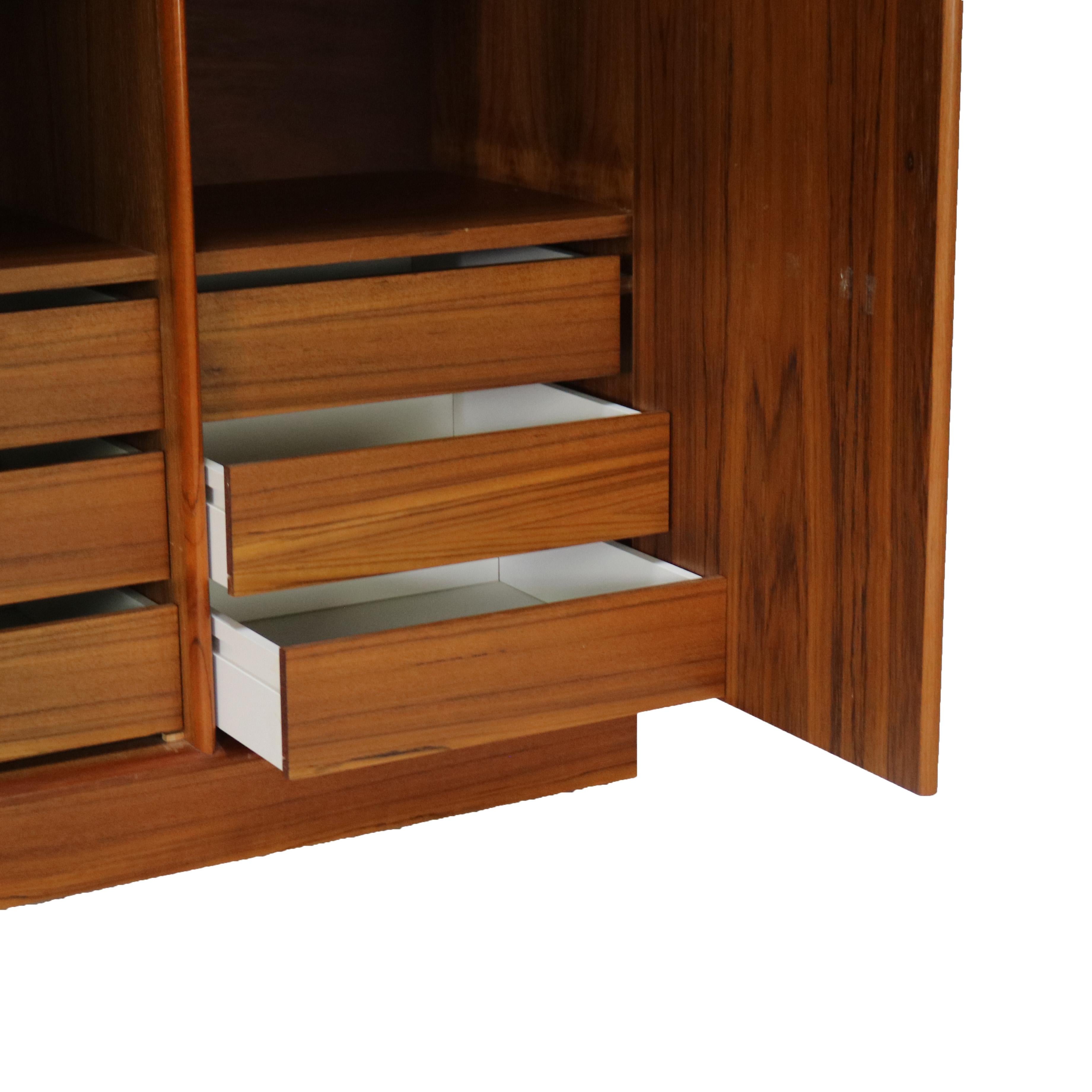 Mid Century Modern Danish Modern Teakwood Double Door Armoire 20thC For Sale 14