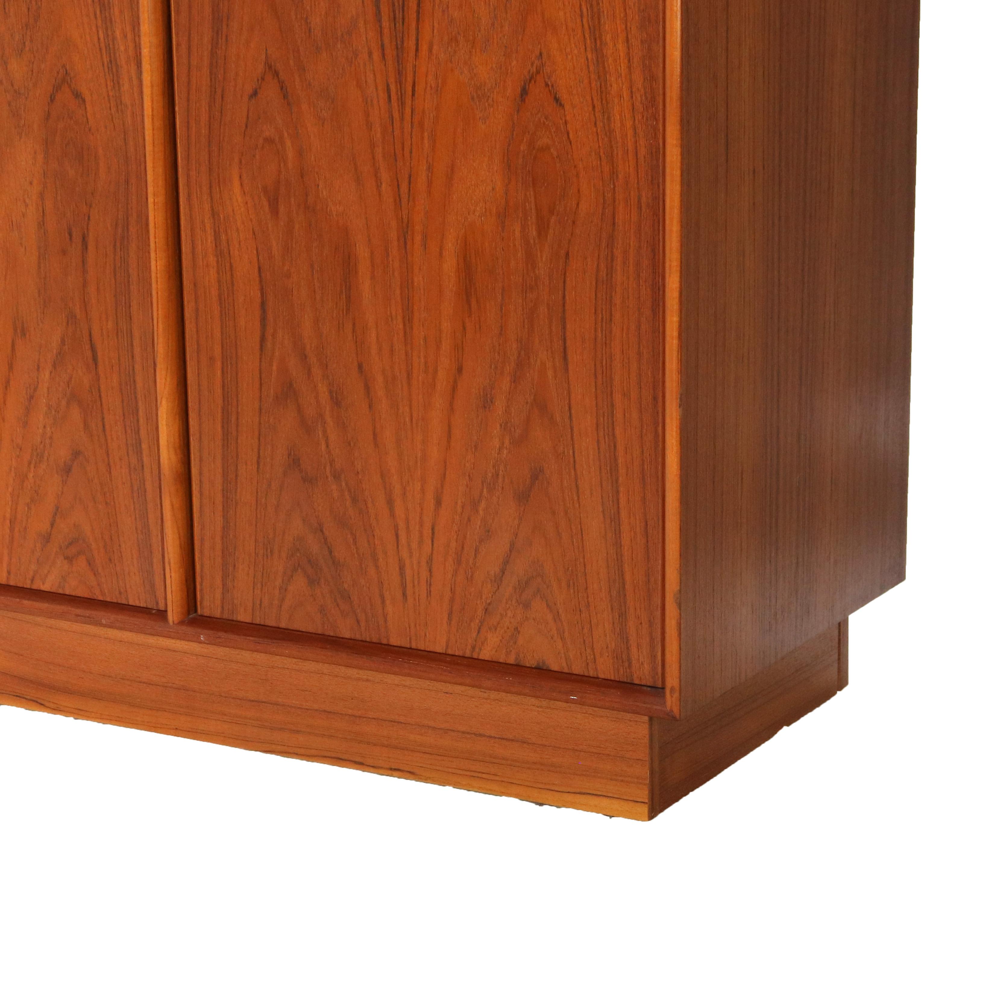 Mid Century Modern Danish Modern Teakwood Double Door Armoire 20thC In Good Condition For Sale In Big Flats, NY