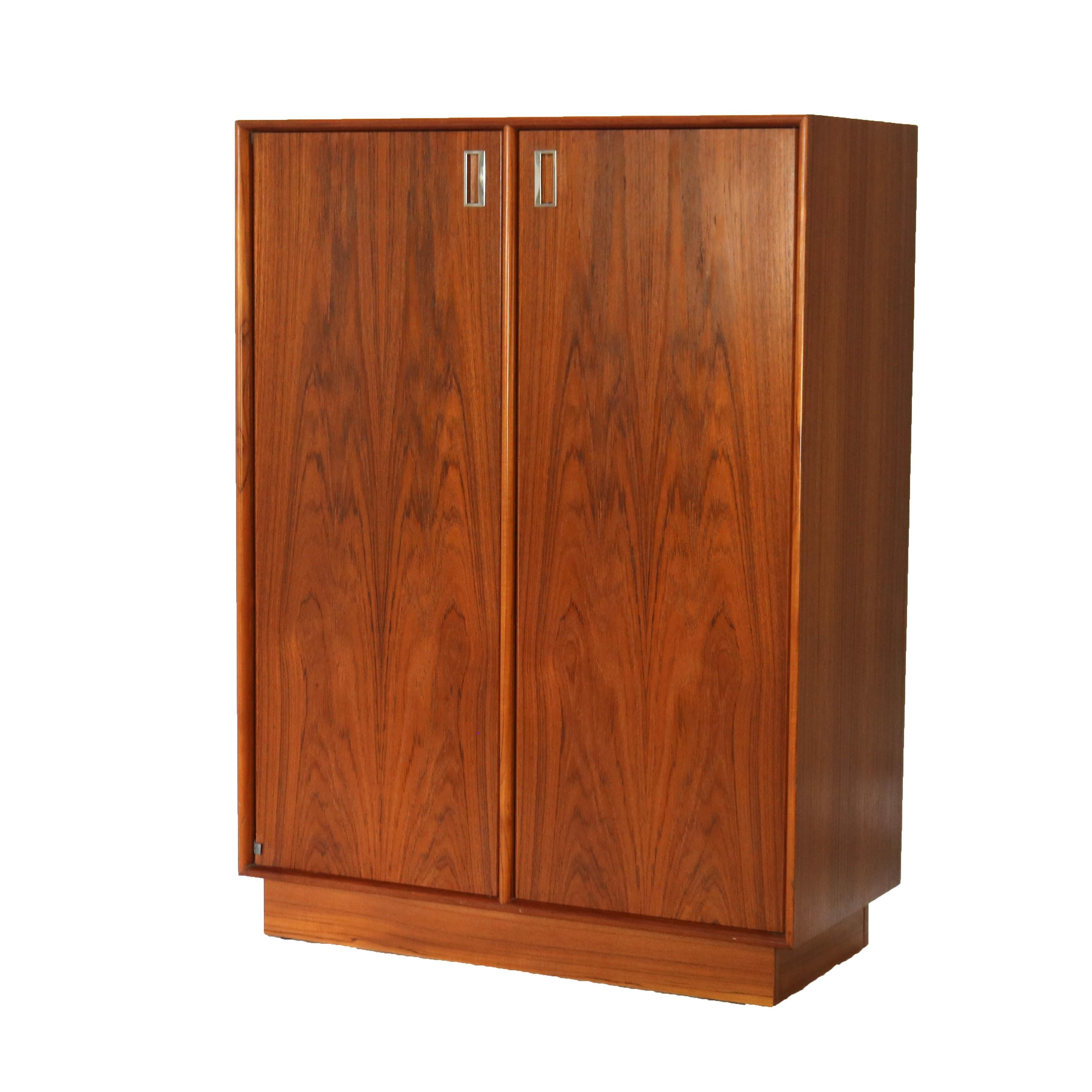 20th Century Mid Century Modern Danish Modern Teakwood Double Door Armoire 20thC For Sale