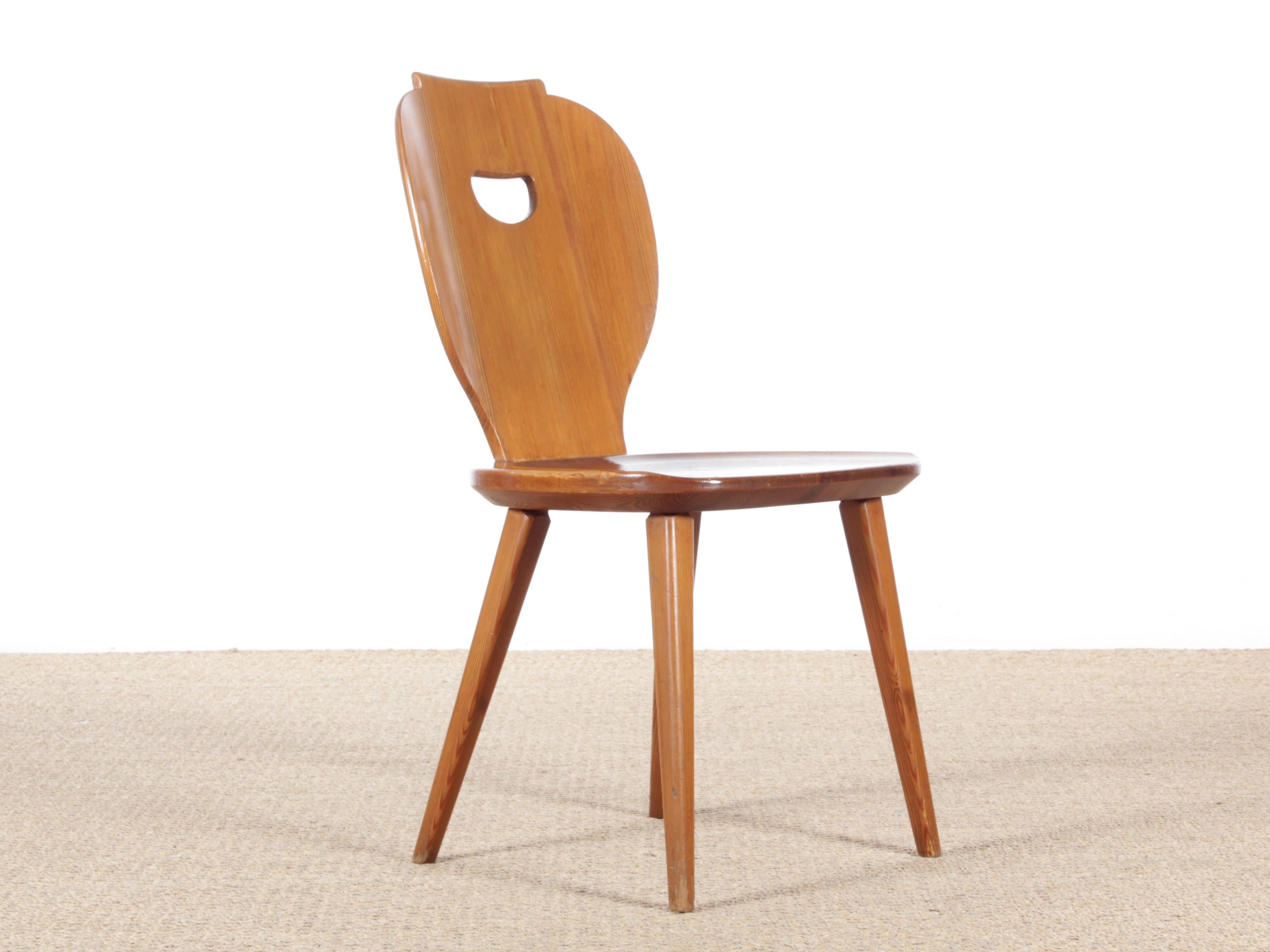 Swedish Country style side chairs in pine by Carl Malmsten for Svensk Fur.