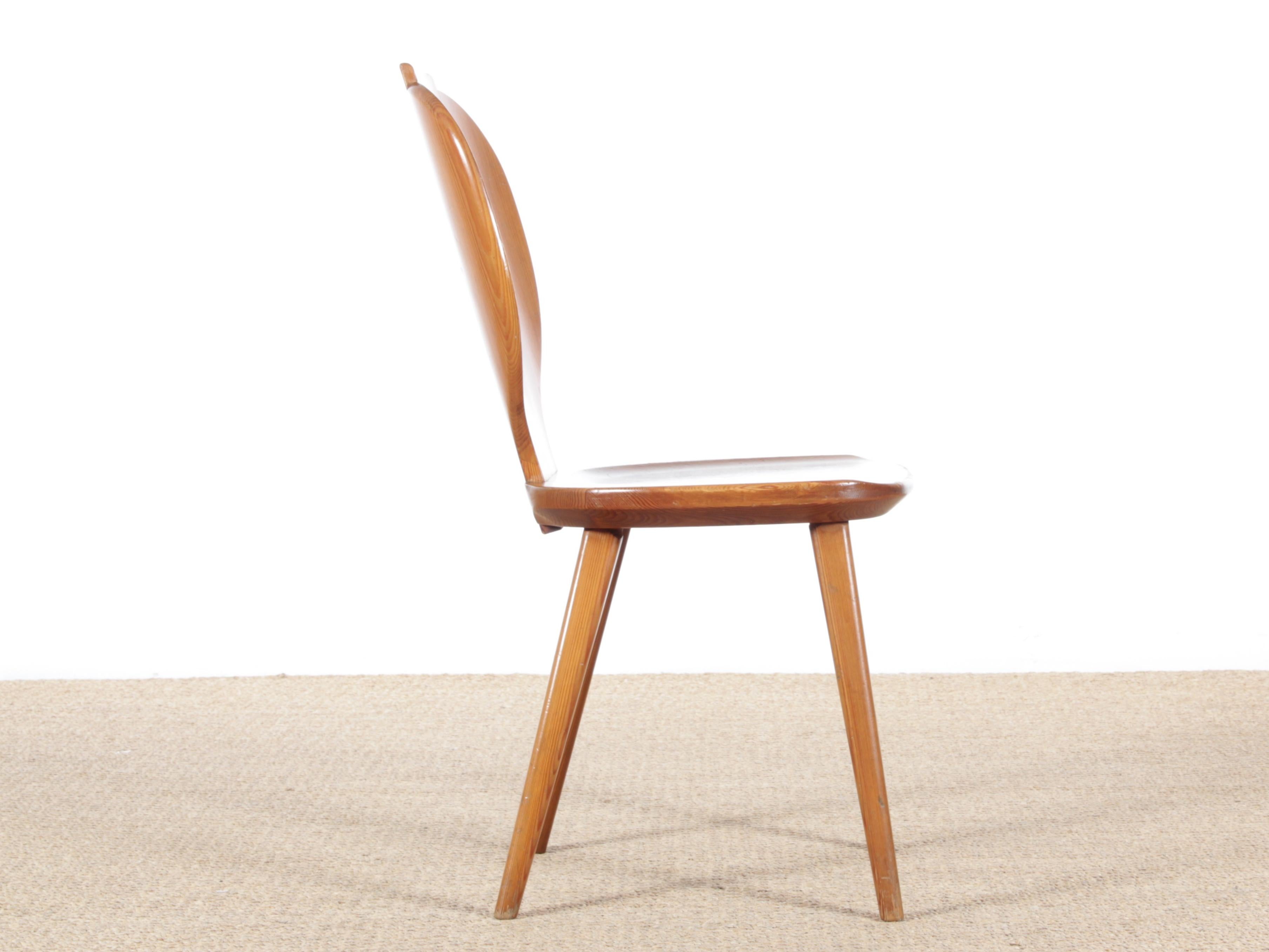Mid Modern Scandinavian Visingsö Chairs in Pine by Carl Malmsten In Good Condition In Courbevoie, FR