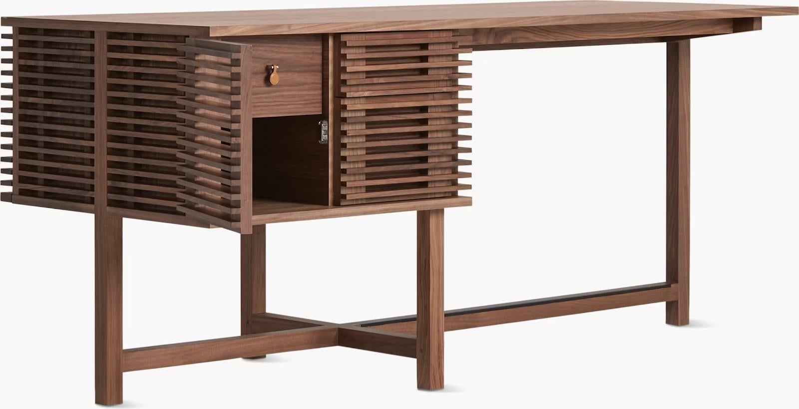 Mid Modern Style Nathan Young Design Within Reach Walnut Line Storage Desk New In Good Condition In Keego Harbor, MI
