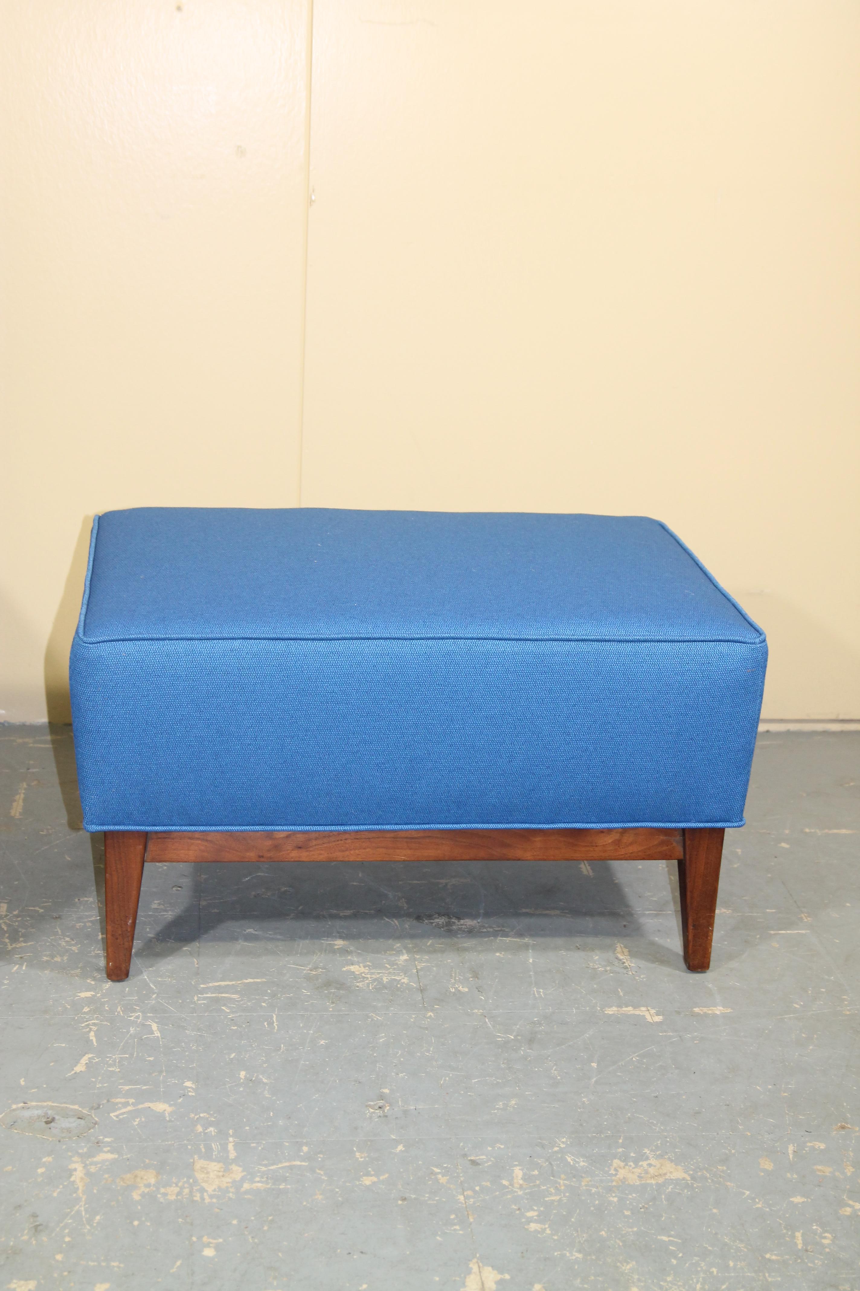 Mid-20th Century Mid-Modern Wing Back Chair and Ottoman with New Maharam Fabric