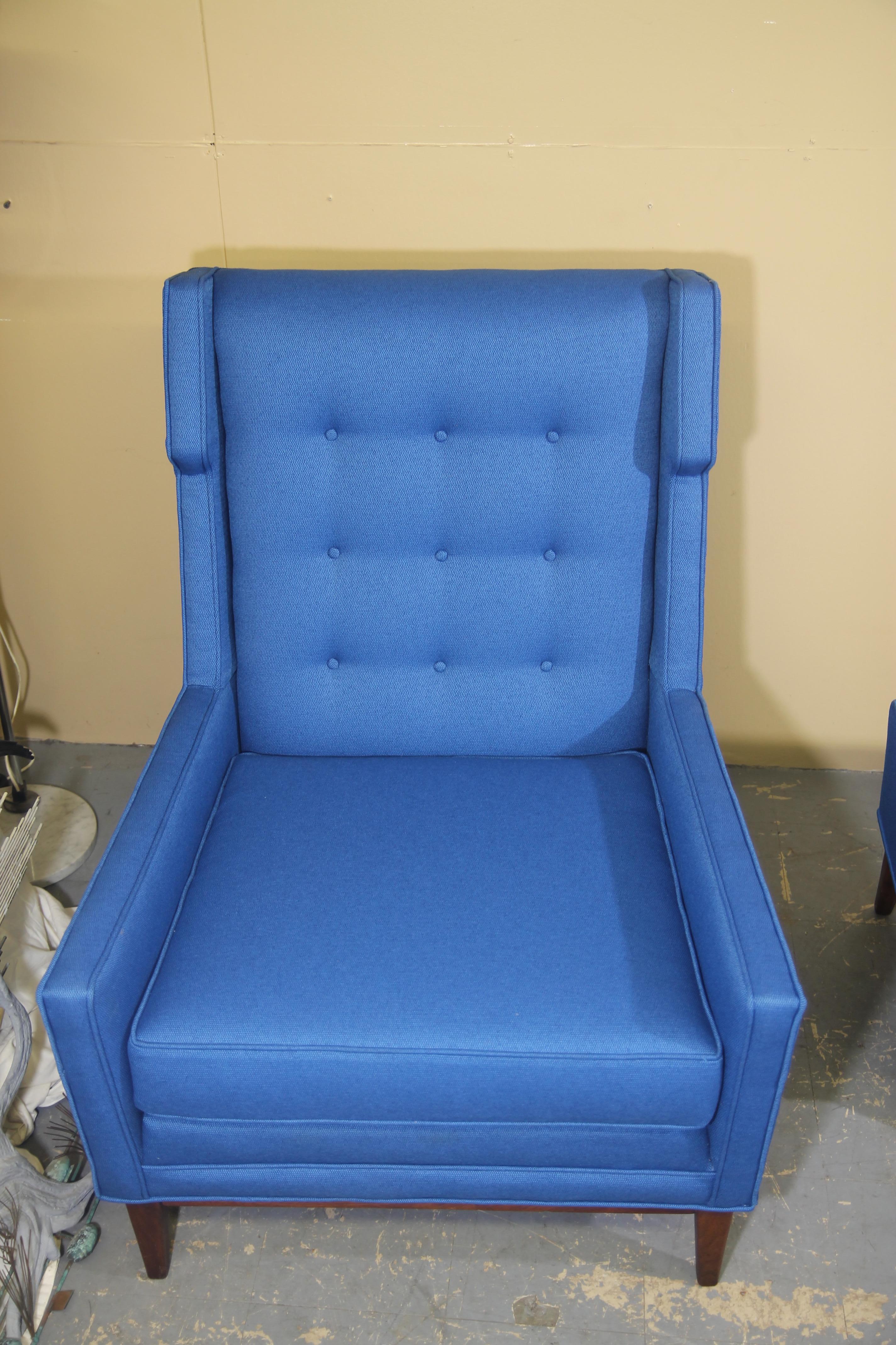 Mid-Modern Wing Back Chair and Ottoman with New Maharam Fabric 2