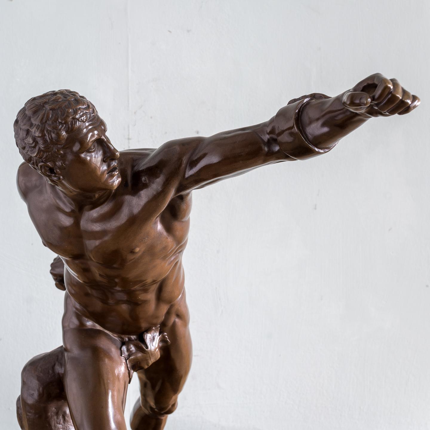 Mid-19th Century French Bronze Figure of the Borghese Gladiator For Sale 3