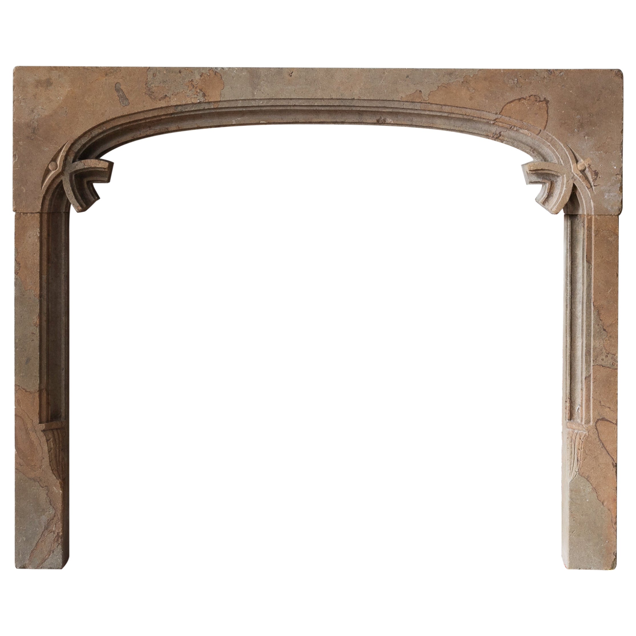 Mid-Nineteenth Century Gothic Horton Stone Fireplace For Sale