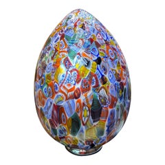 Mid size 1295 Murano Hand Blown Glass Murrina Table Lamp, Egg shape Millefiori