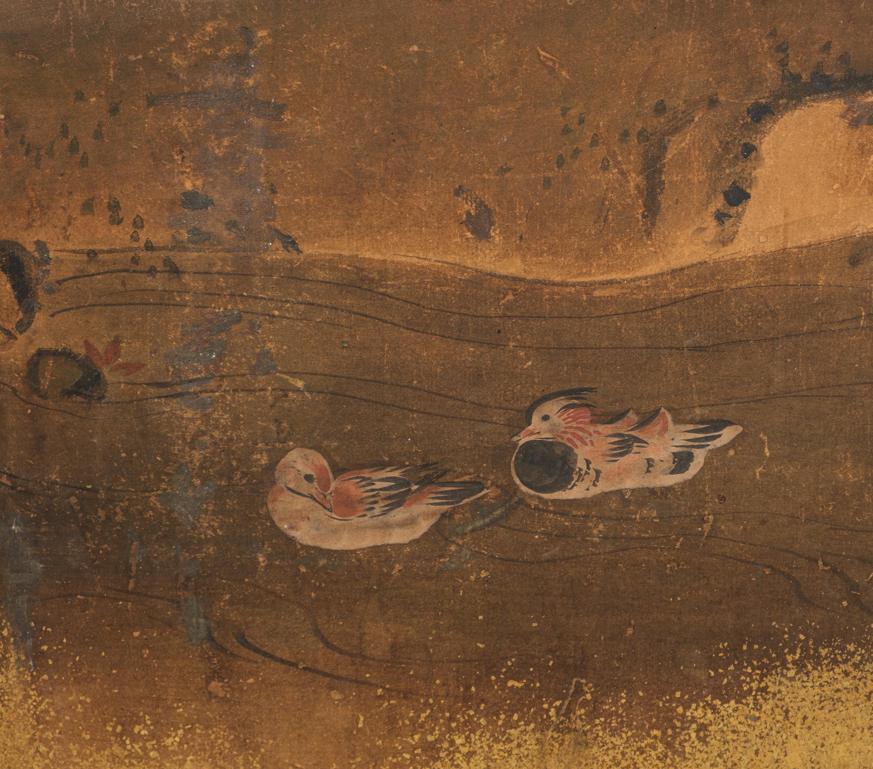 Mid-size 6-panel byôbu 屏風 with a scene from The Tale of Genji For Sale 6