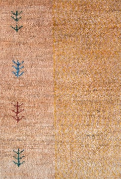 Mid-Size Caramel and Neutral Contemporary Gabbeh Persian Wool Rug