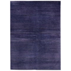 Mid-Size Vibrant Violet Contemporary Gabbeh Persian Wool Rug