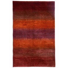 Mid-Size Red and Violet Contemporary Gabbeh Persian Wool Rug