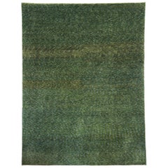 Mid-Size Green Contemporary Gabbeh Persian Wool Rug