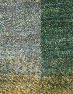 Mid-Size Blue and Olive Green Contemporary Gabbeh Persian Wool Rug