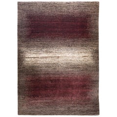 Mid-size Deep Red, Neutral and White Contemporary Gabbeh Persian Wool Rug 