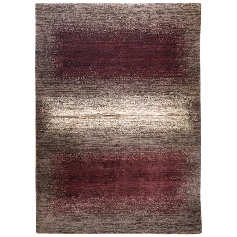 Mid Size Deep Red Neutral And White Contemporary Gabbeh Persian Mid Size Deep Red Neutral And White Contemporary Gabbeh Persian Wool Rug For