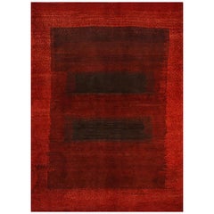 Mid-Size Deep Red Contemporary Gabbeh Persian Wool Rug