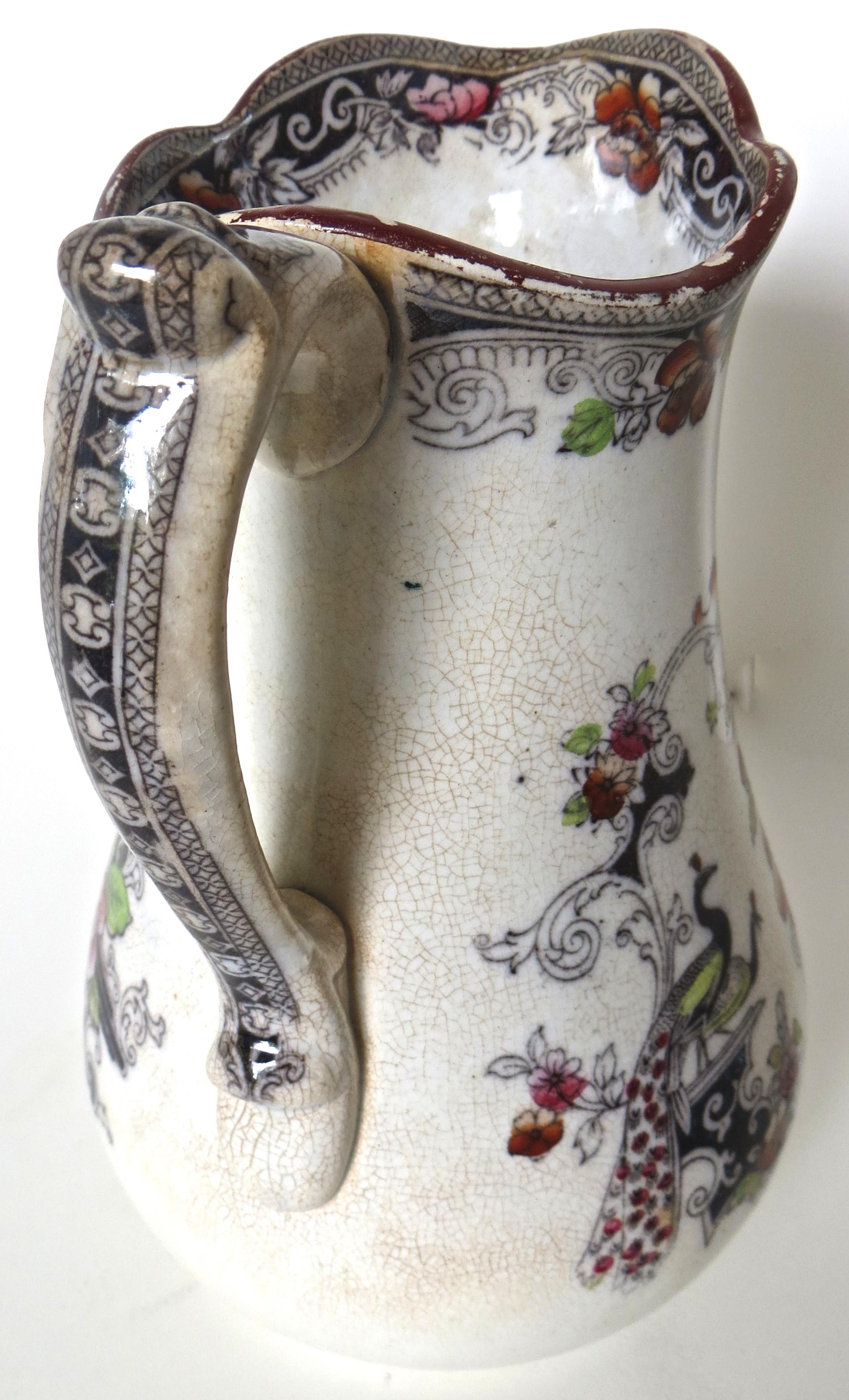 Victorian Mid-Size Ironstone Pitcher by “W & J Butterfield” England, circa 1855 For Sale