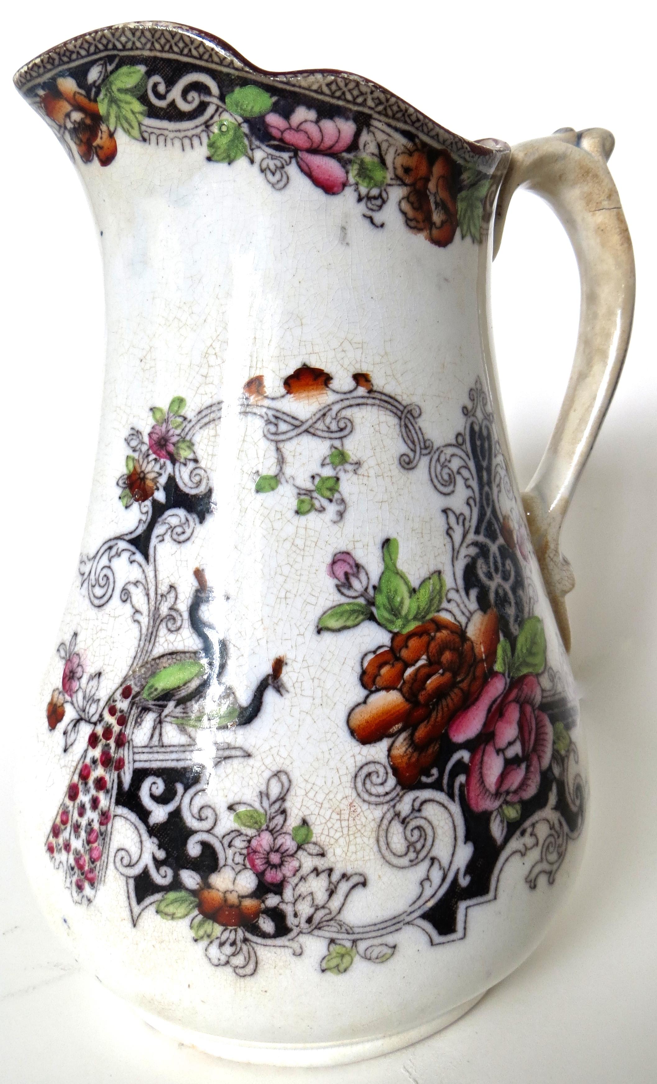 English Mid-Size Ironstone Pitcher by “W & J Butterfield” England, circa 1855 For Sale