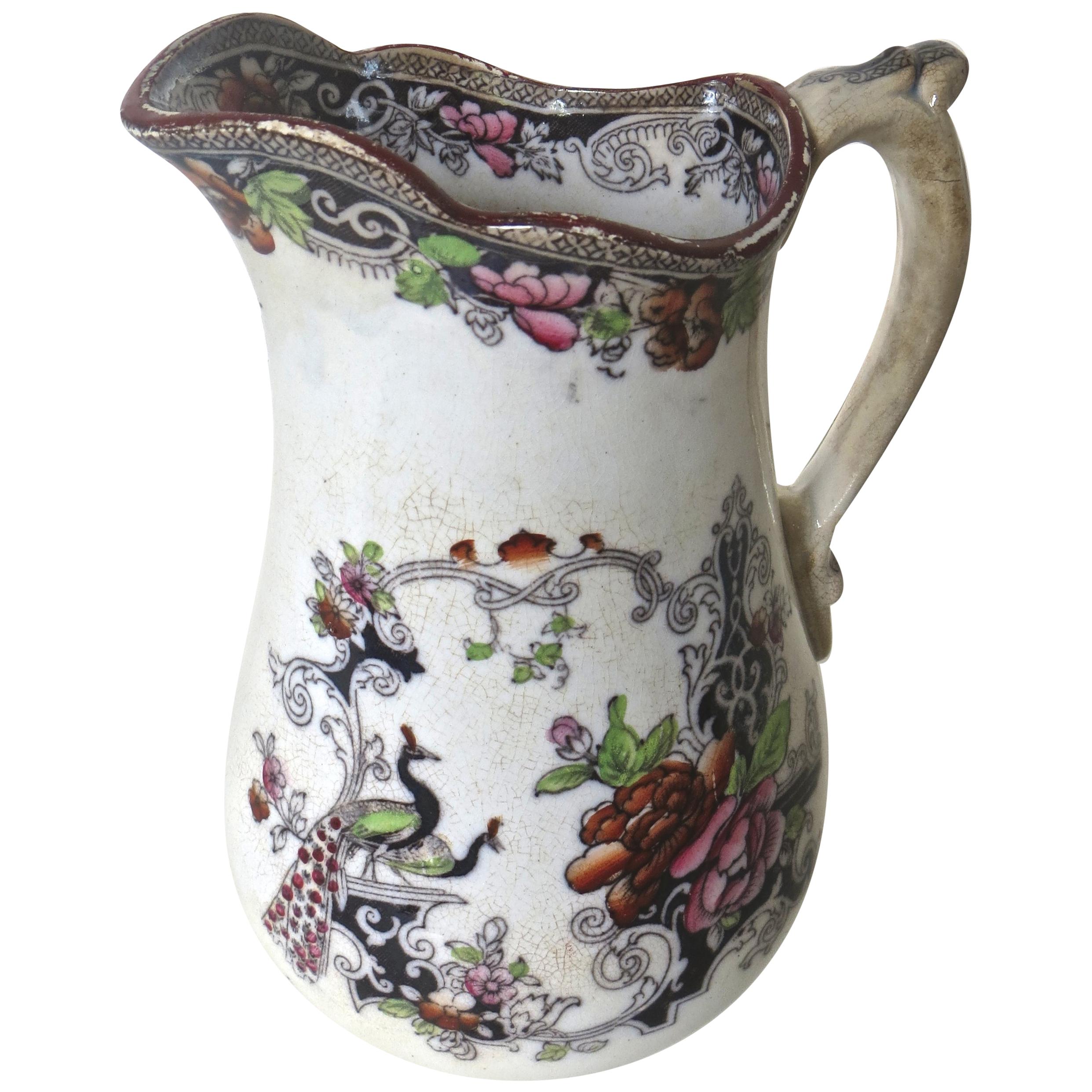 Mid-Size Ironstone Pitcher by “W & J Butterfield” England, circa 1855 For Sale