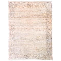 Mid-Size Neutral Contemporary Gabbeh Persian Wool Rug