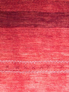 Mid-Size Red Striped Contemporary Gabbeh Persian Wool Rug