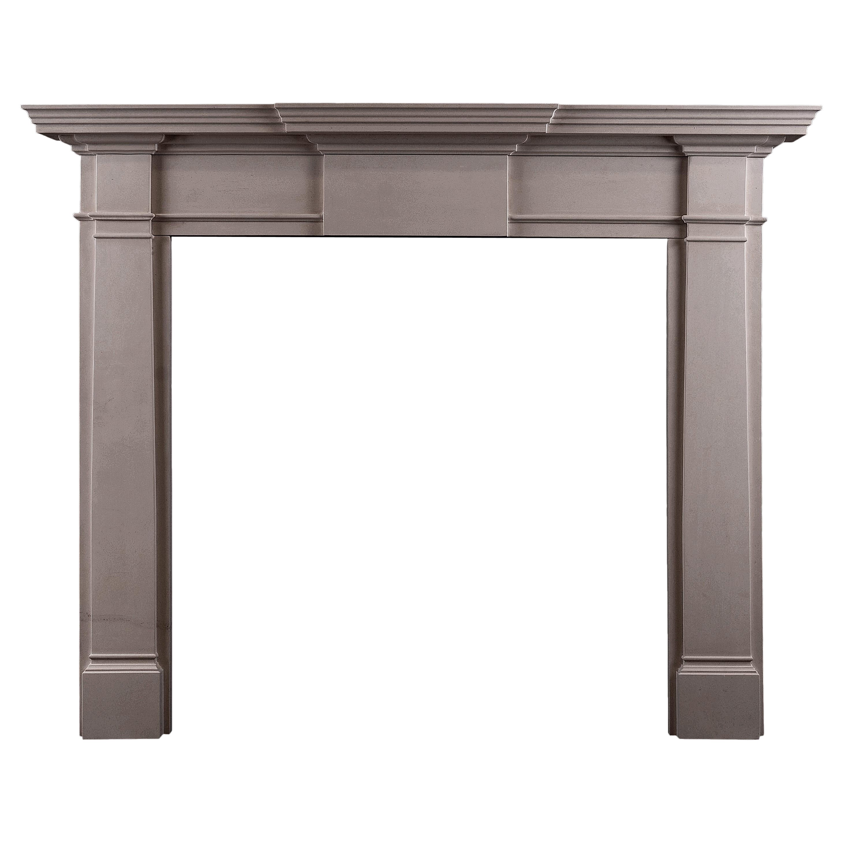 Mid-Sized English Georgian Style Limestone Fireplace