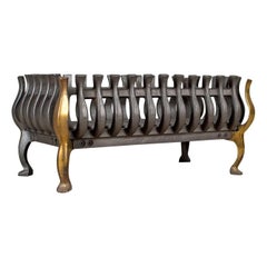 Retro Mid-Sized Fire Basket, Fireplace Grate, Iron, Mid-20th Century