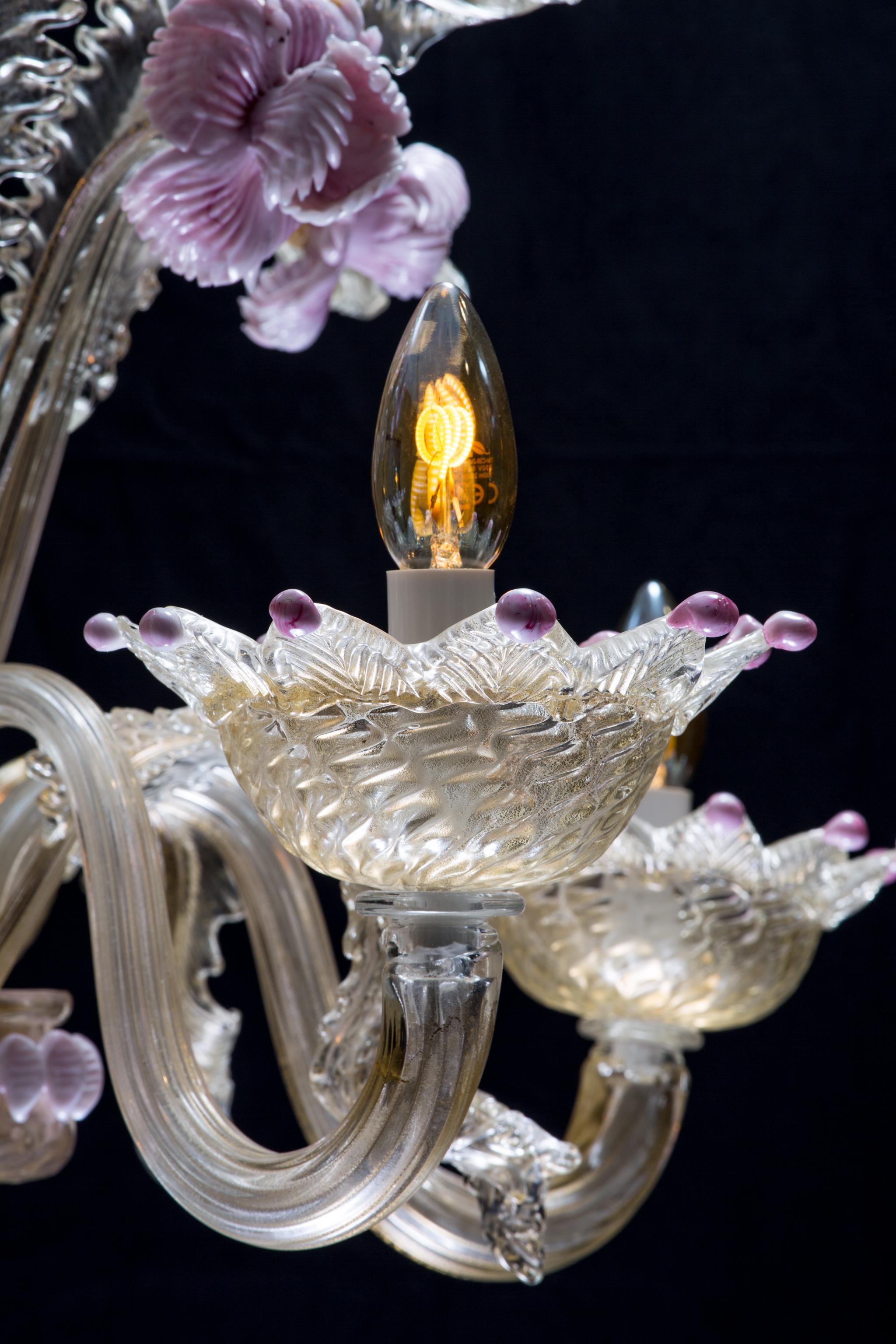 Mid-Sized Golden Purple Colored Italian Murano Glass Chandelier, Italy, 1960 For Sale 3
