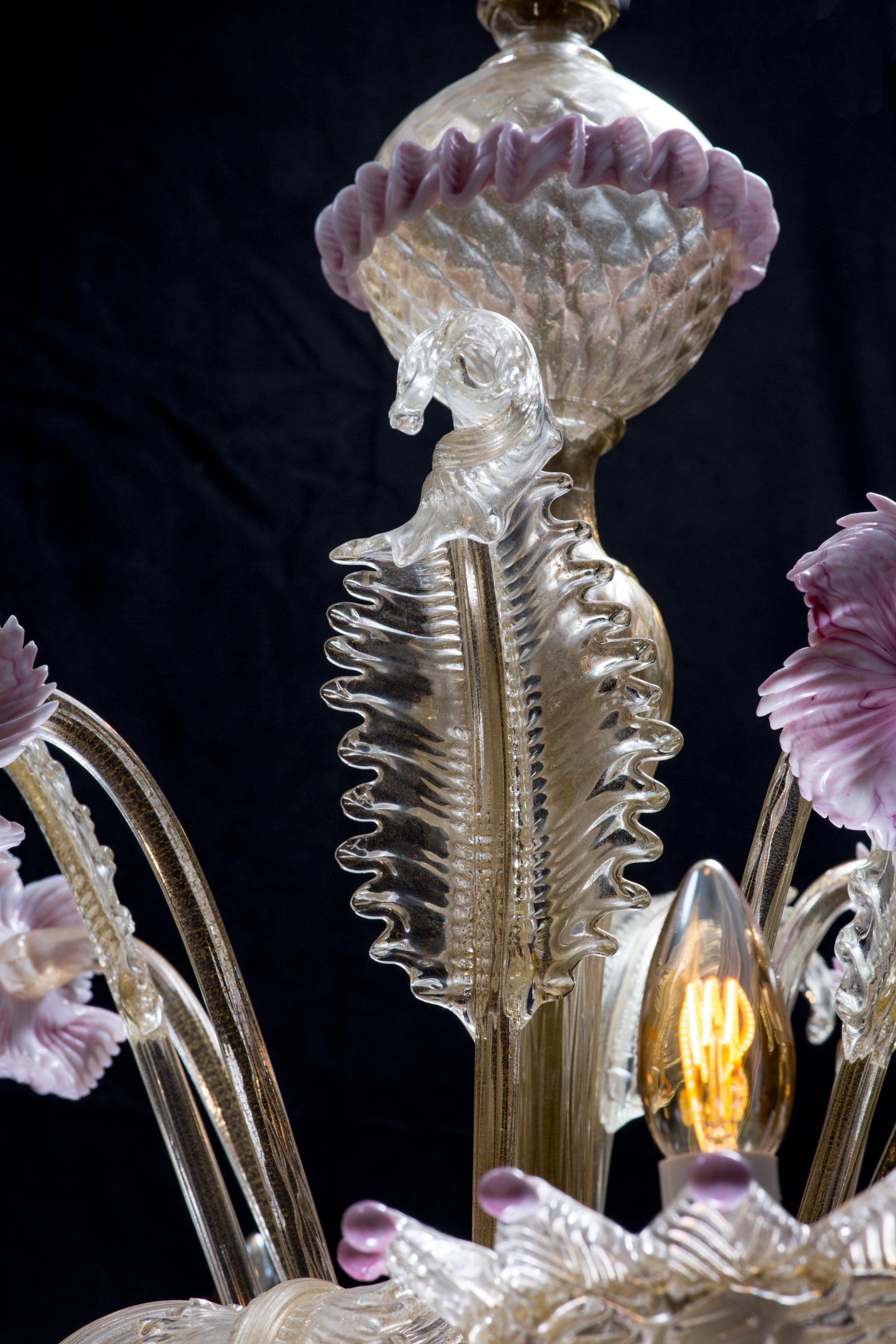 Mid-Sized Golden Purple Colored Italian Murano Glass Chandelier, Italy, 1960 For Sale 2