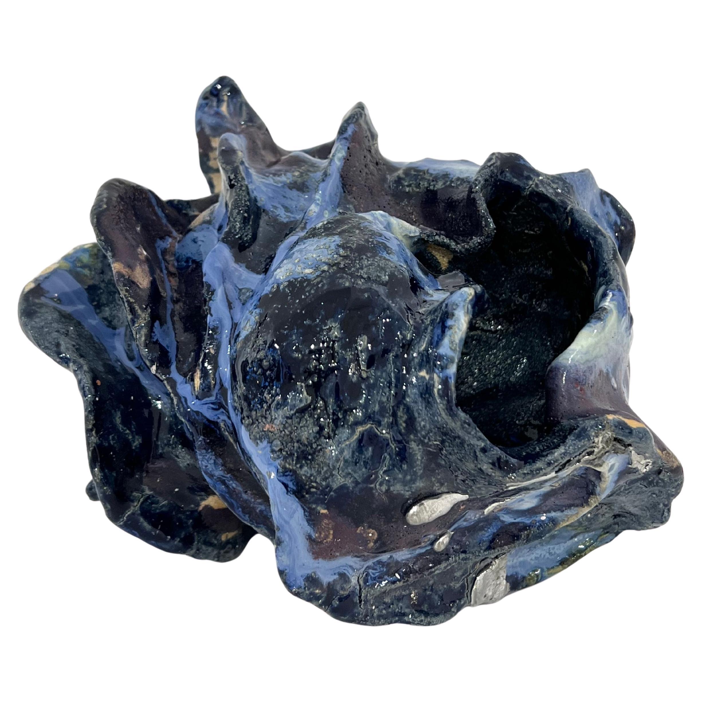 Mid-Small Glazed Ceramic Sculptural Vase by Henrik Folsgaard