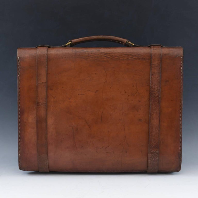 Mid Tan Leather Flap-Over Briefcase, circa 1940 at 1stDibs
