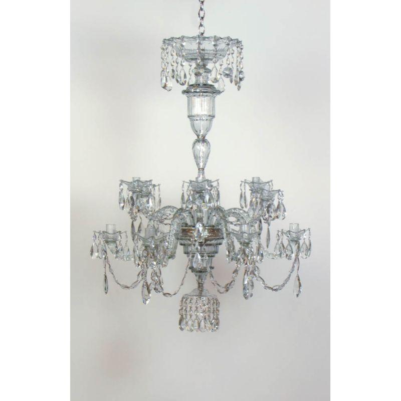 Mid to Late 18th Century George III Crystal Chandelier In Good Condition For Sale In Canton, MA