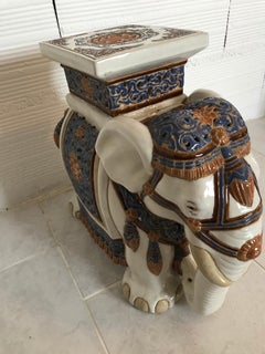 Mid to Late 20th Century Elephant Garden Stool or Side Table