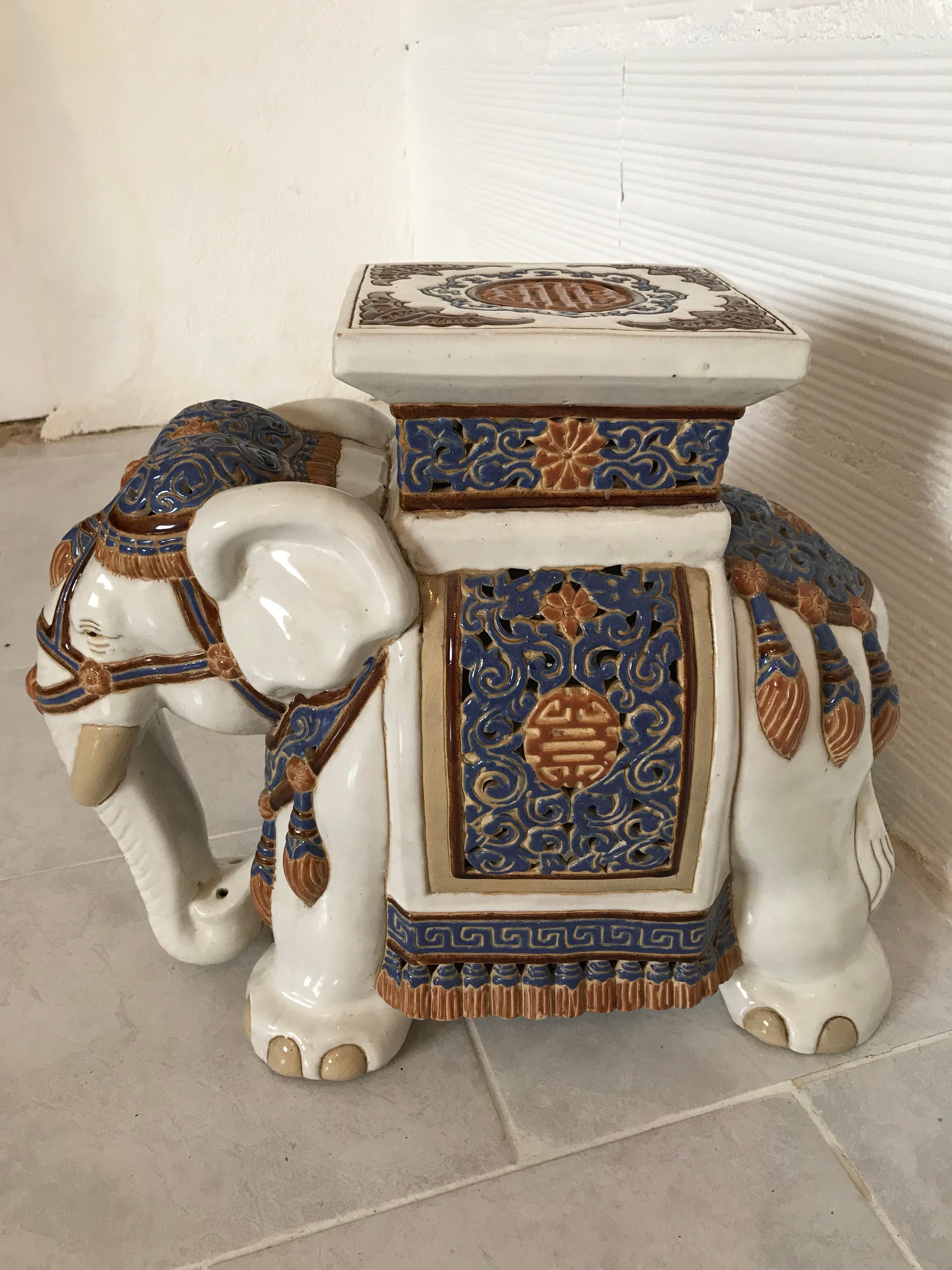 Hollywood Regency Mid to Late 20th Century Elephant Garden Stool or Side Table