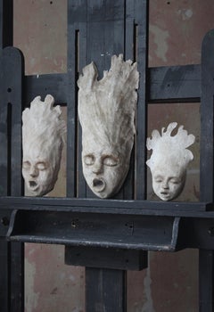 Mid to Late 20th Century Trio of French Papier Mâché Ghouls Ghostly Masks